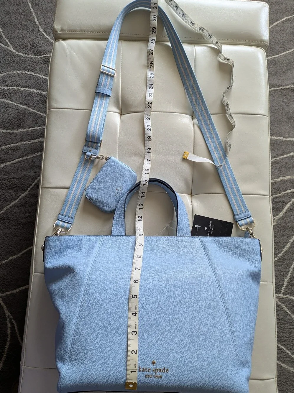 NWT Kate Spade Rosie Peppled Leather Satchel Celeste Blue